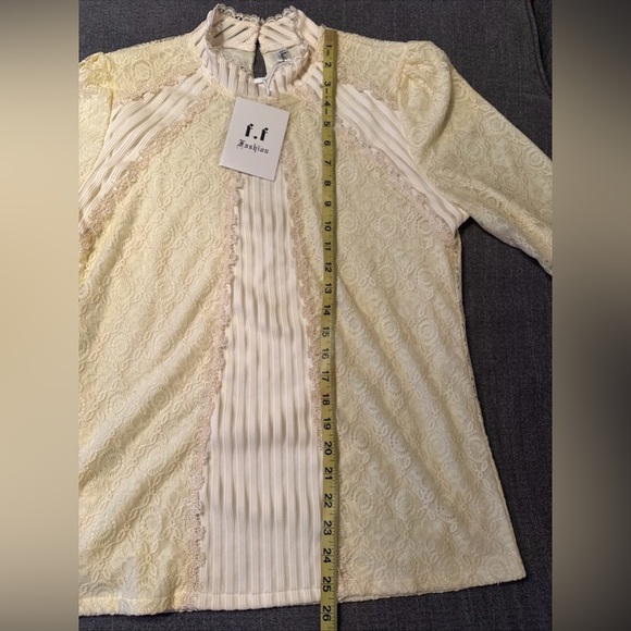 NEW Feifei Dress Womens Top Size 2xL Victorian Fairy Goth Dainty Yellow Lace - Picture 9 of 9